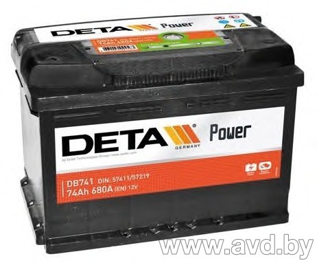 Купить Автомобильные аккумуляторы DETA Power DB741 (74 А/ч)  в Минске.