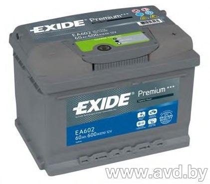 Купить Автомобильные аккумуляторы Exide Premium EA602 (60 А/ч) в Минске.