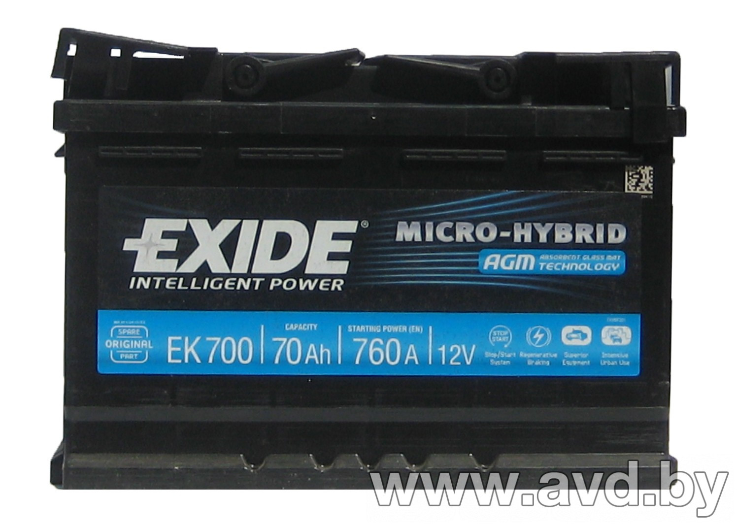 Купить Автомобильные аккумуляторы Exide Hybrid AGM EK700 (70 А/ч)  в Минске.