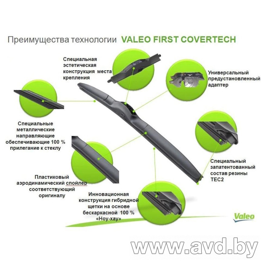 Купить Щетки стеклоочистителей Valeo Hybrid VFH650  в Минске.