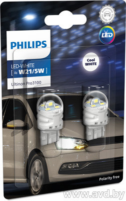 Купить Лампы автомобильные Philips LED W21/5W 2шт (11066CU31B2) в Минске.