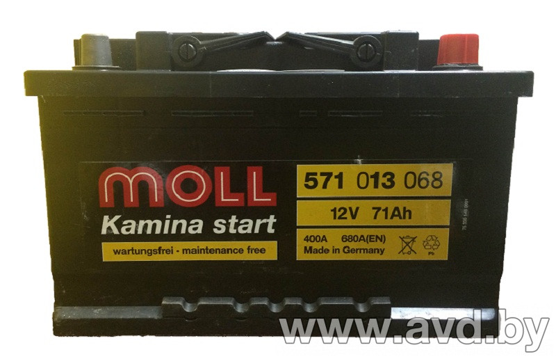 Купить Автомобильные аккумуляторы MOLL Kamina start 571 013 068 (71 А·ч)  в Минске.