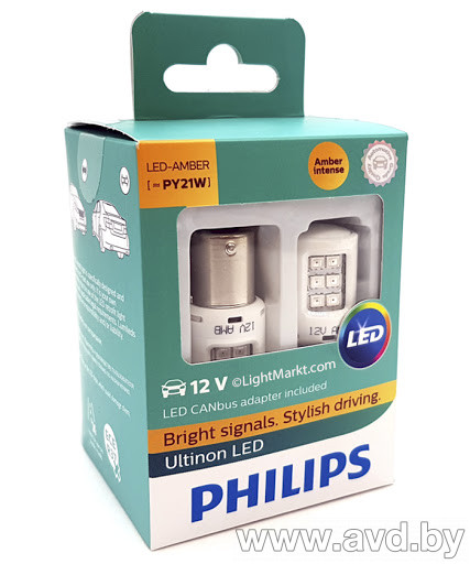 Купить Лампы автомобильные Philips Ultinon LED PY21W 2шт (11498ULAX2)  в Минске.