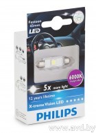 Купить Лампы автомобильные Philips SV8.5 Festoon X-tremeVision LED 6000k 1шт (129466000KX1)  в Минске.