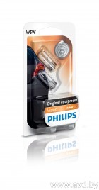 Купить Лампы автомобильные Philips W5W 2шт (12961B2)  в Минске.