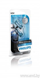 Купить Лампы автомобильные Philips W5W Bluevision 2шт (12961BVB2)  в Минске.