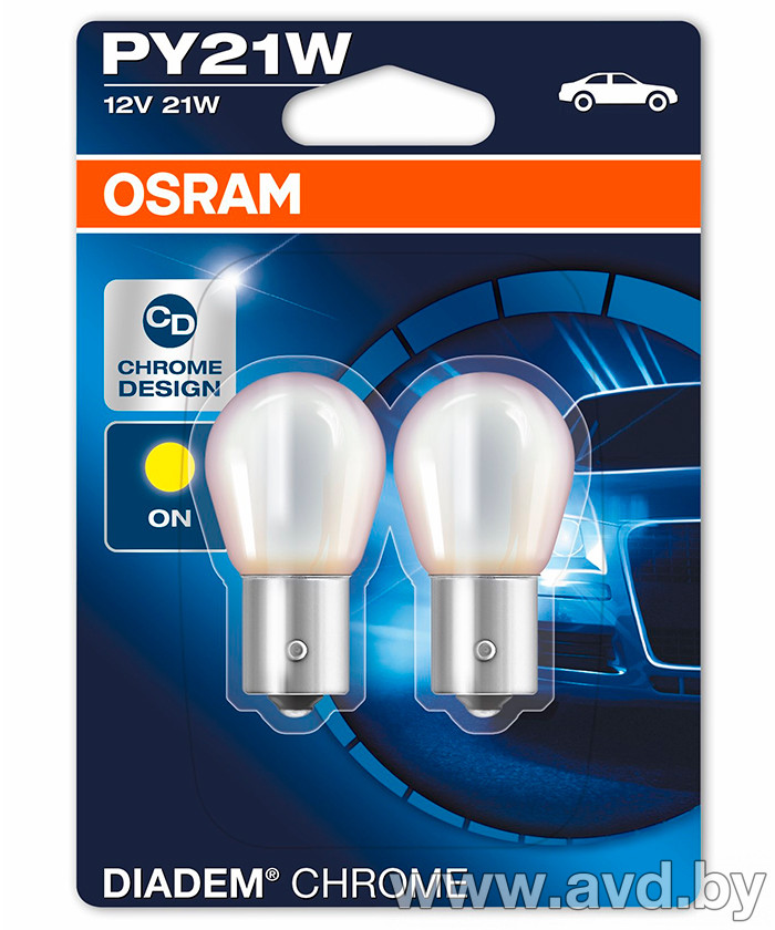 Купить Лампы автомобильные Osram PY21W DIADEM CHROME 2шт (7507DC-02B) в Минске.