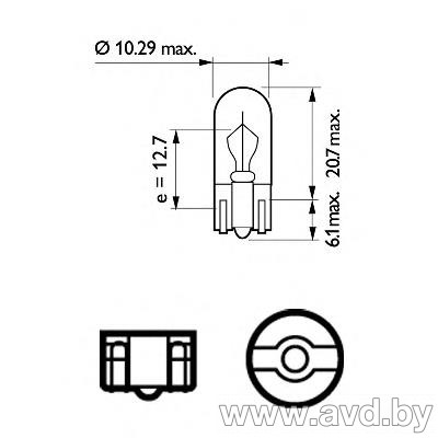 Купить Лампы автомобильные Philips 2.2W 12V-2W 1шт (12960CP) в Минске.