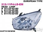 Купить Фары передние DEPO Фара передн лев с ЭК TOYOTA: RAV4 03- (212-11F4L-LD-EM) в Минске.