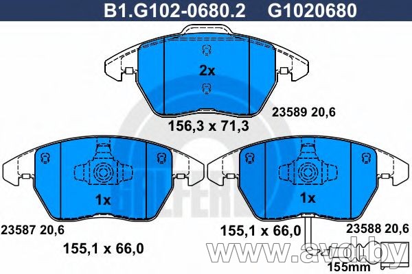 Купить Колодки тормозные GALFER B1-G102-0680-2  в Минске.