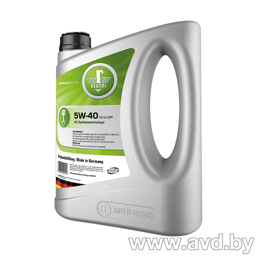 Купить Моторное масло Rektol 5W-40 C3 uni DPF 4л в Минске.