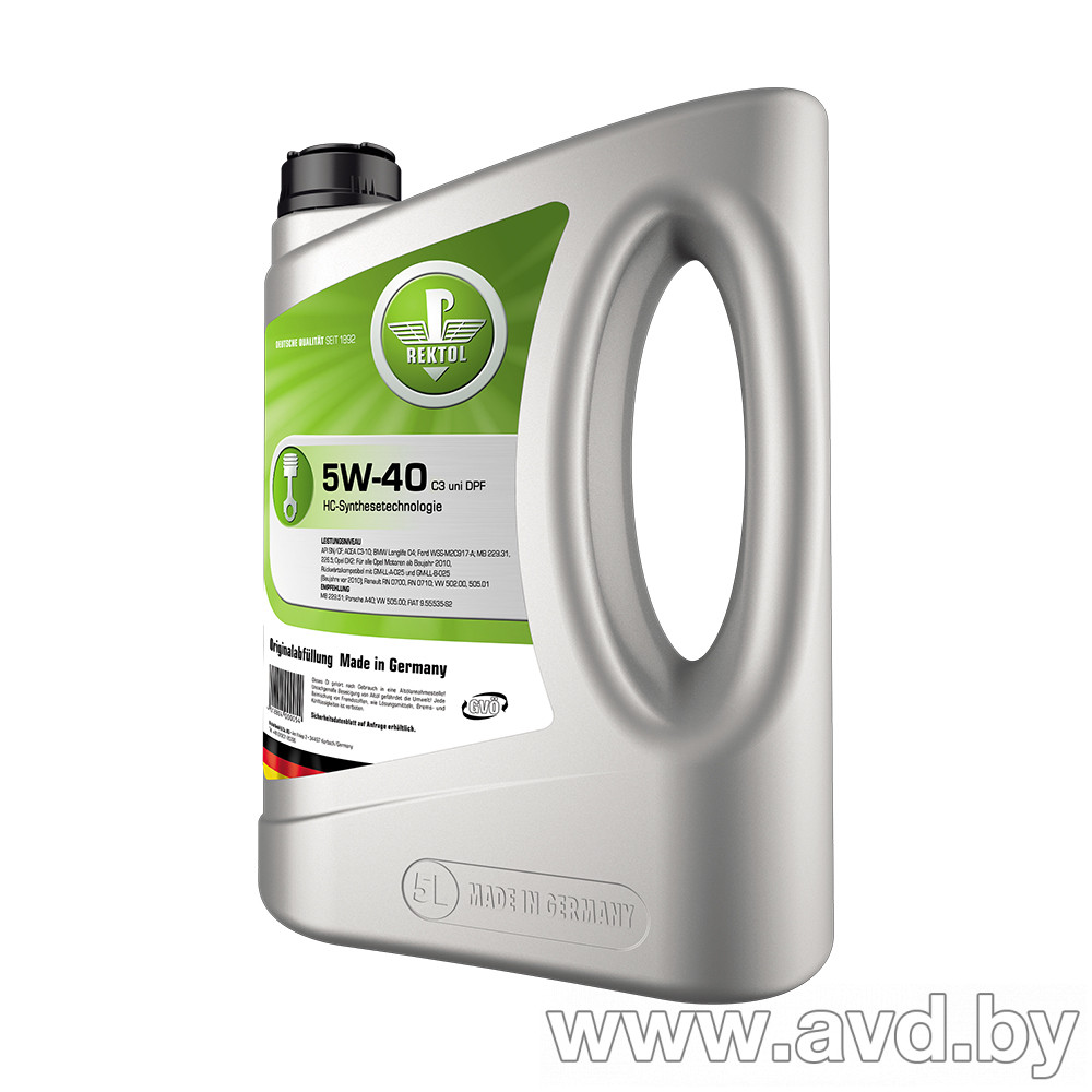 Купить Моторное масло Rektol 5W-40 C3 uni DPF 5л в Минске.