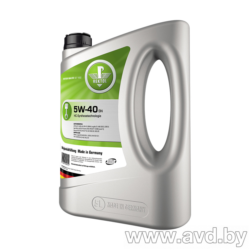 Купить Моторное масло Rektol 5W-40 SN 5л в Минске.