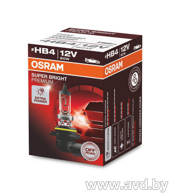 Купить Лампы автомобильные Osram OFF-ROAD Super Bright Premium HB4 1шт (69006SBP)  в Минске.