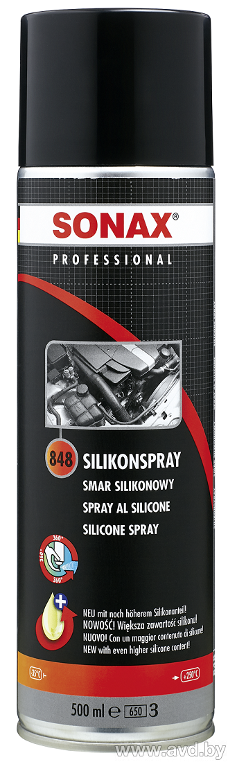 Купить Автокосметика и аксессуары Sonax Смазка силиконовая 500мл (848400)  в Минске.