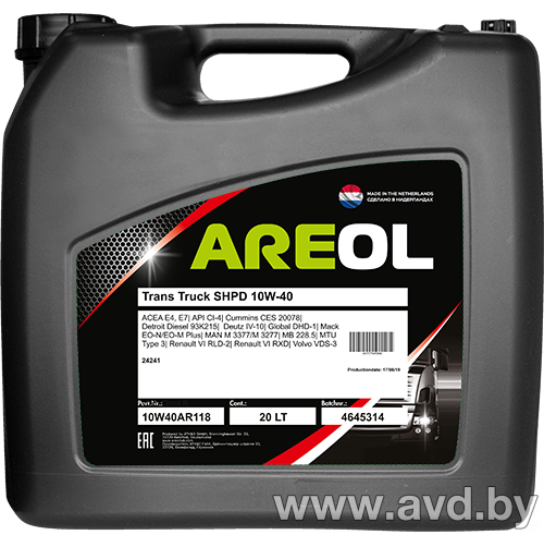 Купить Моторное масло AREOL Trans Truck SHPD 10W-40 20л в Минске.