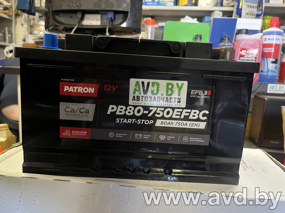 Купить Автомобильные аккумуляторы Patron EFB R 80Ah 750A (PB80-750EFBC)  в Минске.
