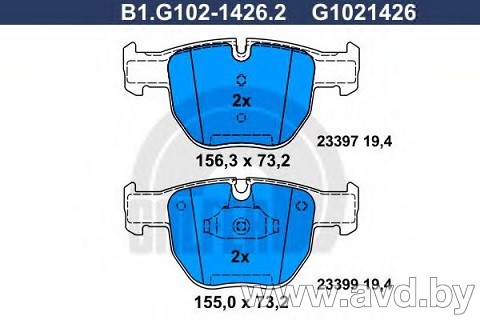 Купить Колодки тормозные GALFER B1-G102-1426-2  в Минске.