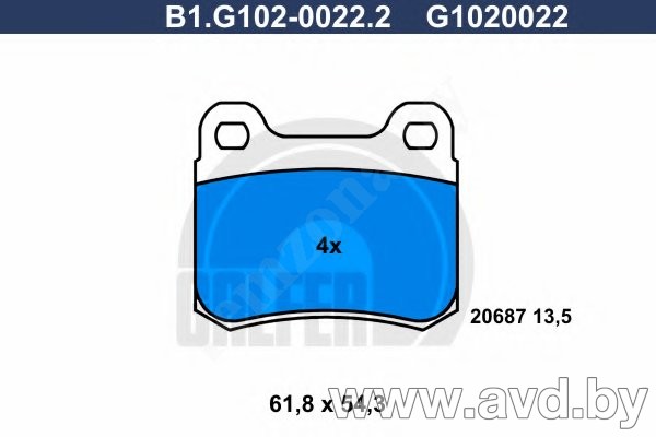 Купить Колодки тормозные GALFER B1-G102-0022-2  в Минске.