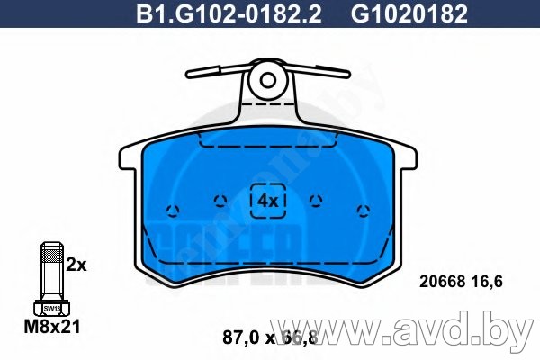 Купить Колодки тормозные GALFER B1-G102-0182-2  в Минске.