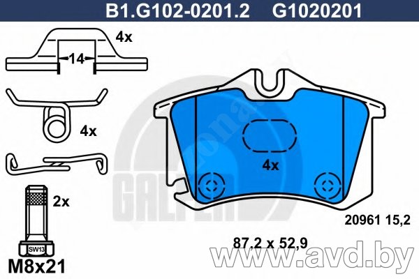 Купить Колодки тормозные GALFER B1-G102-0201-2  в Минске.