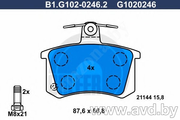 Купить Колодки тормозные GALFER B1-G102-0246-2  в Минске.