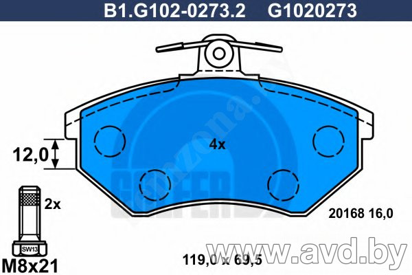 Купить Колодки тормозные GALFER B1-G102-0273-2  в Минске.