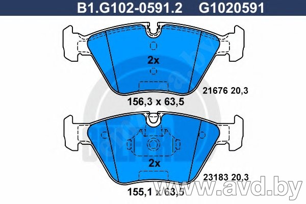 Купить Колодки тормозные GALFER B1-G102-0591-2  в Минске.