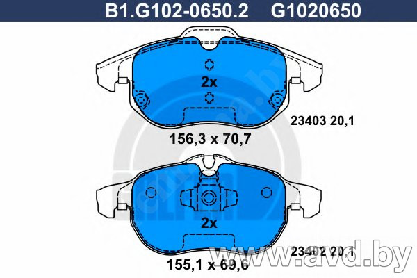 Купить Колодки тормозные GALFER B1-G102-0650-2  в Минске.