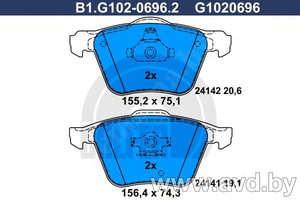 Купить Колодки тормозные GALFER B1-G102-0696-2  в Минске.