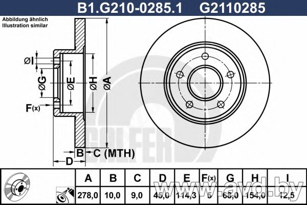 Купить Диски тормозные GALFER B1-G210-0285-1  в Минске.