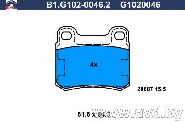 Купить Колодки тормозные GALFER B1-G102-0046-2  в Минске.