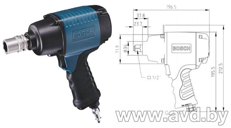 Купить Пневматические гайковерты Bosch 607450629 в Минске.
