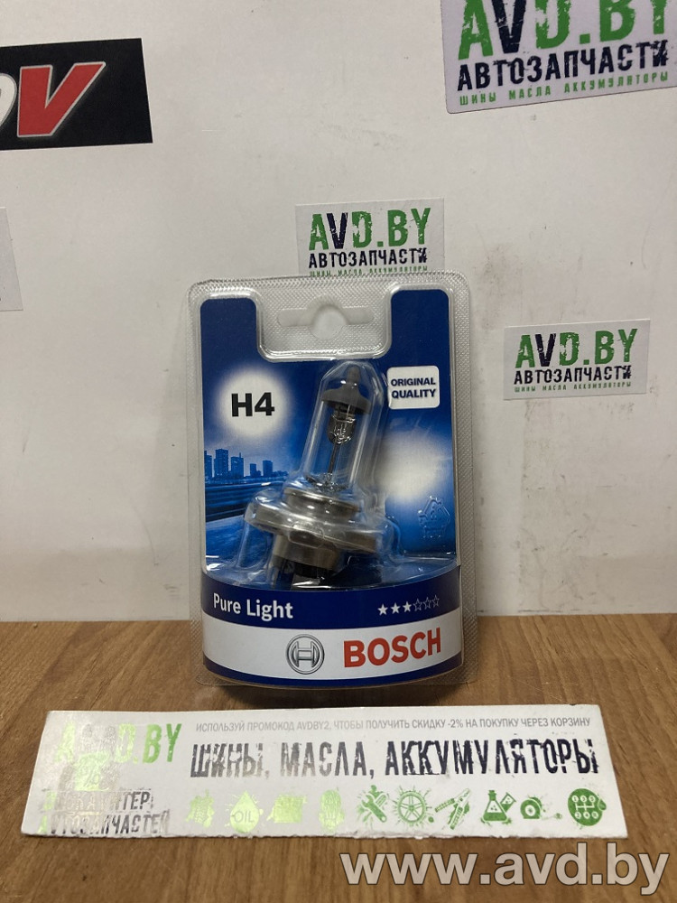 Купить Лампы автомобильные Bosch H4 Pure Light 1шт [1987301001]  в Минске.