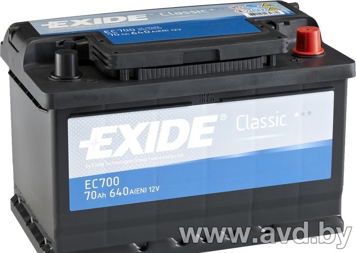 Купить Автомобильные аккумуляторы Exide Classic EC700 (70 А/ч)  в Минске.