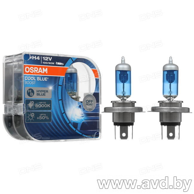 Купить Лампы автомобильные Osram COOL BLUE Boost H4 2шт (62193CBB-HCB)  в Минске.