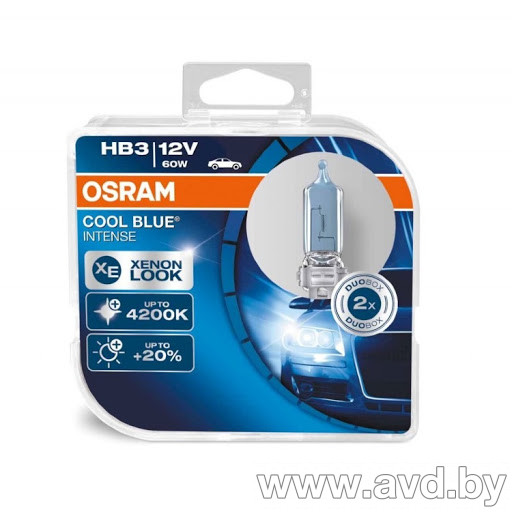 Купить Лампы автомобильные Osram Cool Blue Intensу HB3 2шт (9005CBI-HCB)  в Минске.