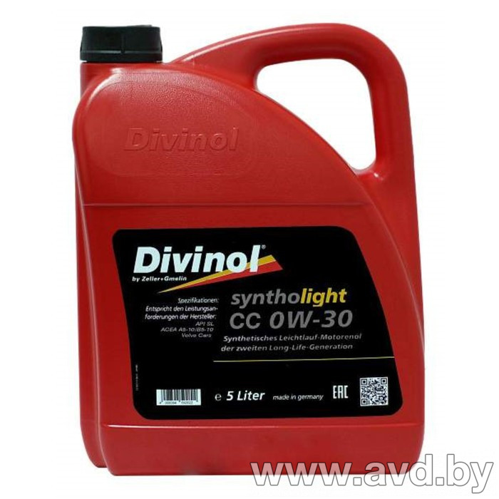 Купить Моторное масло Divinol Syntholight CC 0W-30 5л в Минске.