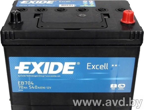 Купить Автомобильные аккумуляторы Exide Excell EB704 (70 А/ч)  в Минске.