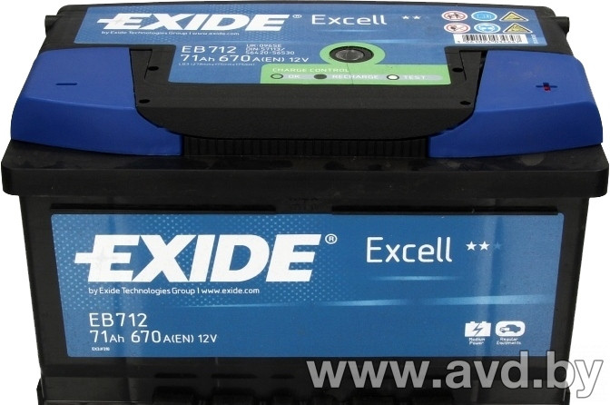 Купить Автомобильные аккумуляторы Exide Excell EB712 (71 А/ч)  в Минске.