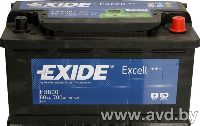 Купить Автомобильные аккумуляторы Exide Excell EB800 (80 А/ч)  в Минске.