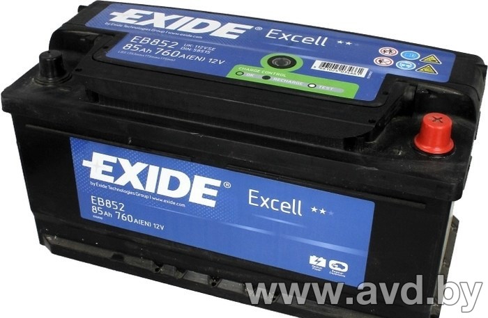 Купить Автомобильные аккумуляторы Exide Excell EB852 (85 А/ч)  в Минске.