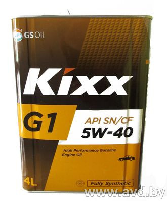 Купить Моторное масло Kixx G1 SN Plus 5W-40 metall 4л в Минске.