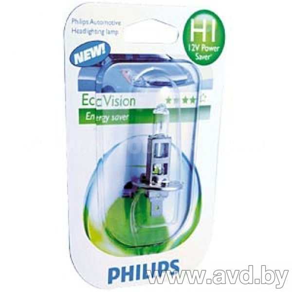 Купить Лампы автомобильные Philips H1 EcoVision 1шт (12258ECOB1)  в Минске.