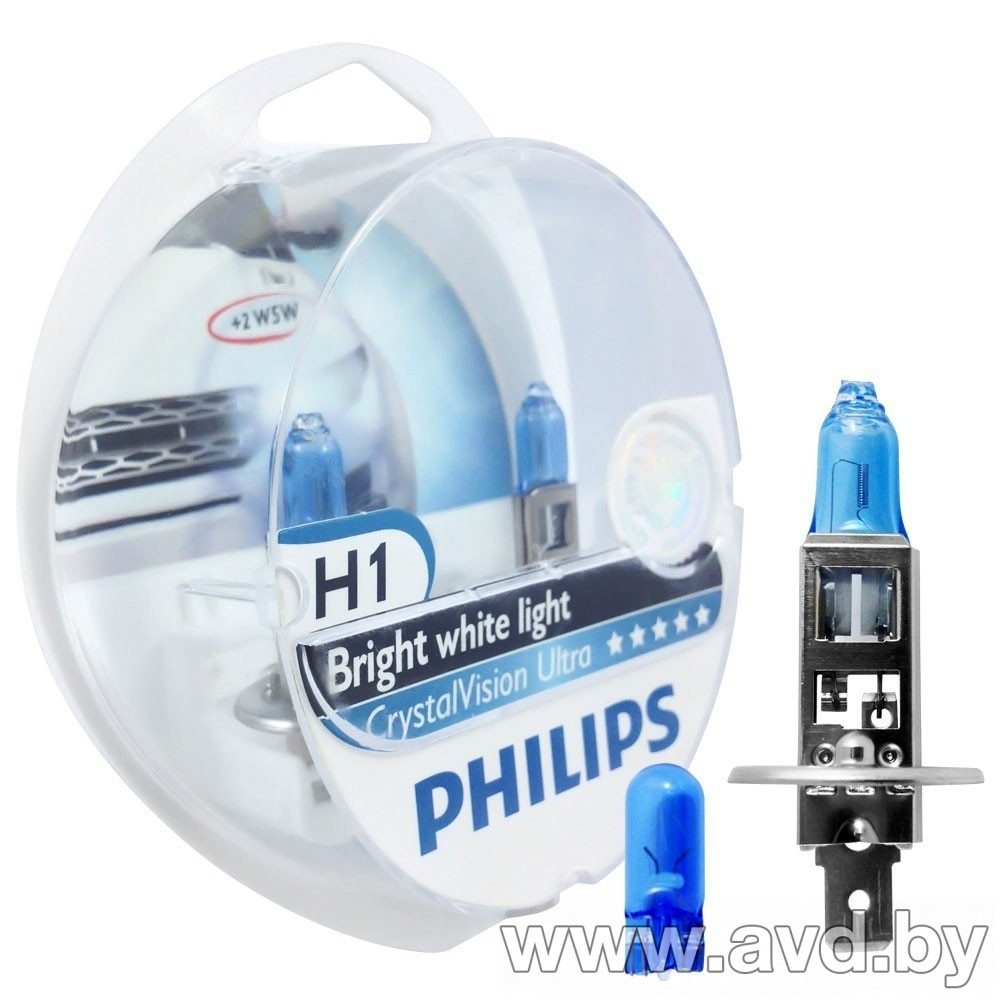 Купить Лампы автомобильные Philips H1+W5W Cristal vision 4300k 4шт (12258CV)  в Минске.