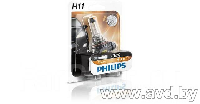 Купить Лампы автомобильные Philips H11 Vision 1шт (12362PRB1) в Минске.