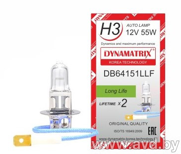 Купить Лампы автомобильные Dynamatrix H3 Longlife DB64151LLF 1шт  в Минске.