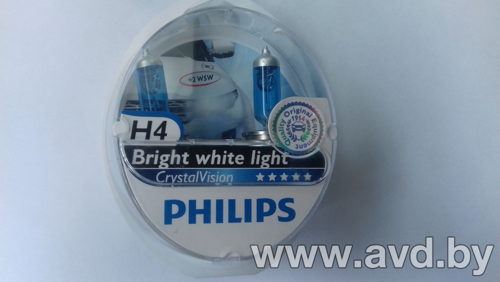 Купить Лампы автомобильные Philips H4 Cristal Vision + 2шт W5W ярко-белый свет 4300К (12342CVSM) в Минске.