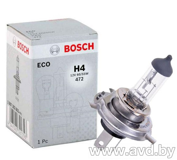 Купить Лампы автомобильные Bosch H4 ECO 1шт (1987302803) в Минске.