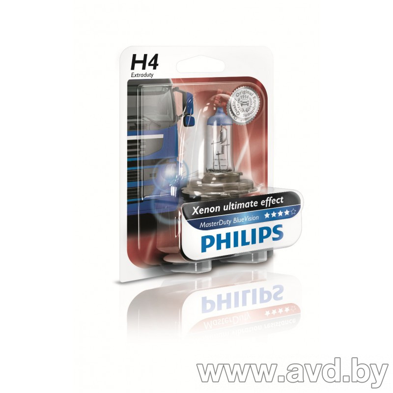 Купить Лампы автомобильные Philips H4 MasterDuty BlueVision 24V 1шт (13342MDBVB1)  в Минске.